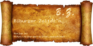 Biburger Zoltán névjegykártya